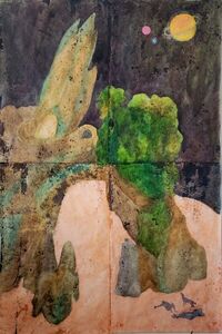 Saturn KO!, ink on Nepalese paper, 180 x 100 cm, 2025